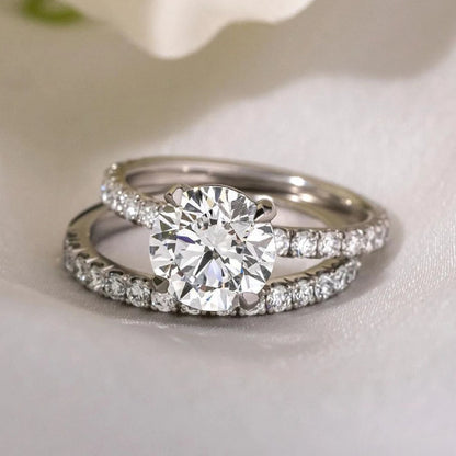 Full Moissanite Bridal Rings Set With  Certificate D Color Diamond Engagement Ring 925 Sterling Silver Wedding Band For Women