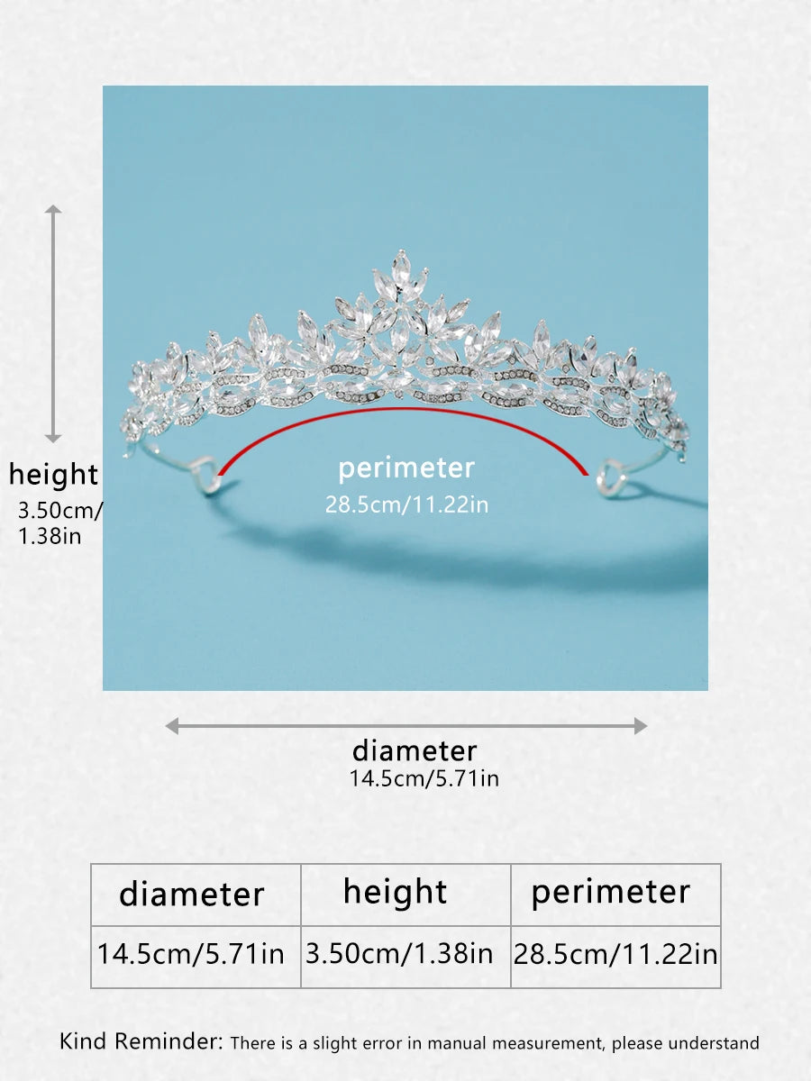 Premium Silver Botanical Wedding Crown | Regal Birthday Tiara & Bridal Hairwear Accessory