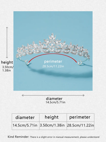 Premium Silver Botanical Wedding Crown | Regal Birthday Tiara & Bridal Hairwear Accessory