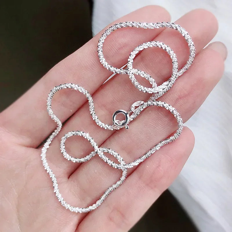 Authentic S925 Sterling Silver 2mm Sparkling Chain Necklace