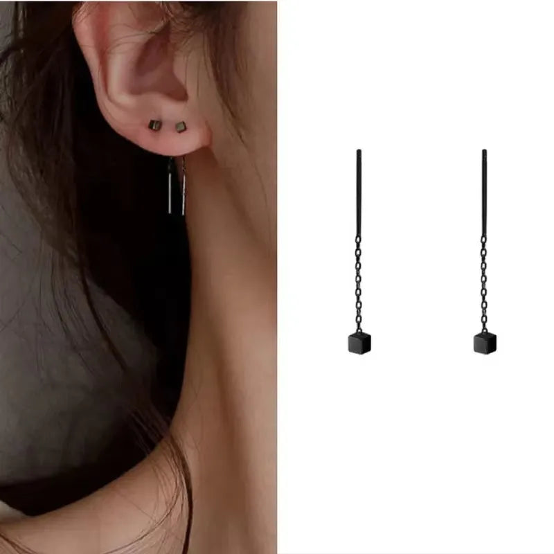 French Luxury Long Zircon Tassel Twisted Drop Earrings