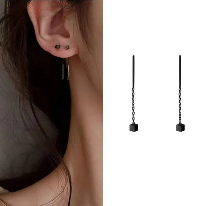 French Luxury Long Zircon Tassel Twisted Drop Earrings