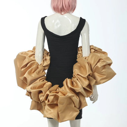 Satin Puff Sleeve Cape Bridal Shawl Ruffled Bolero Wrap for Bride Wedding Dress Cover Up