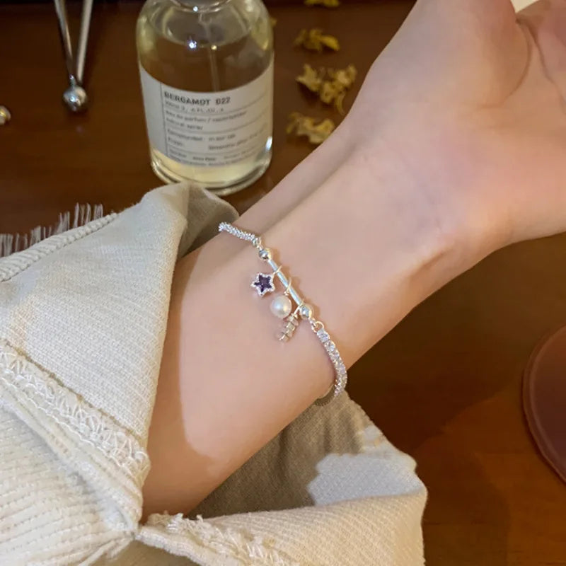 925 Sterling Silver Butterfly Bead String Bracelet