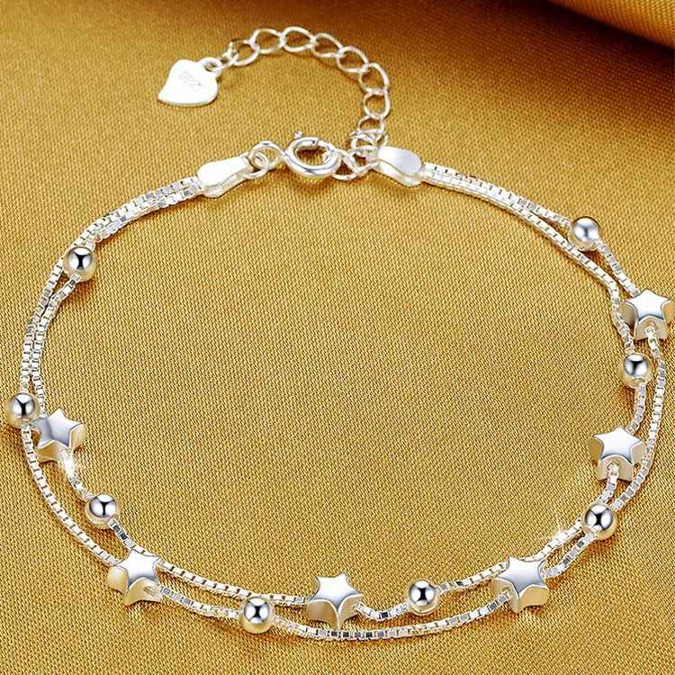 925 Sterling Silver Butterfly Bead String Bracelet