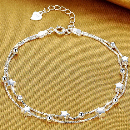 925 Sterling Silver Butterfly Bead String Bracelet