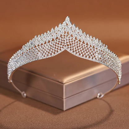Premium Silver Botanical Wedding Crown | Regal Birthday Tiara & Bridal Hairwear Accessory