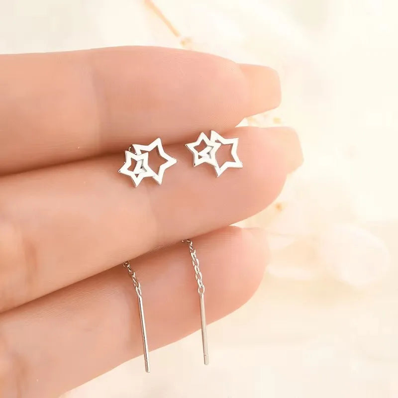 French Luxury Long Zircon Tassel Twisted Drop Earrings