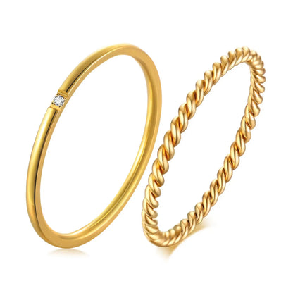 18K Gold Plated Vintage Twisted Rope Ring | Stainless Steel | Women's Wedding & Party Ring