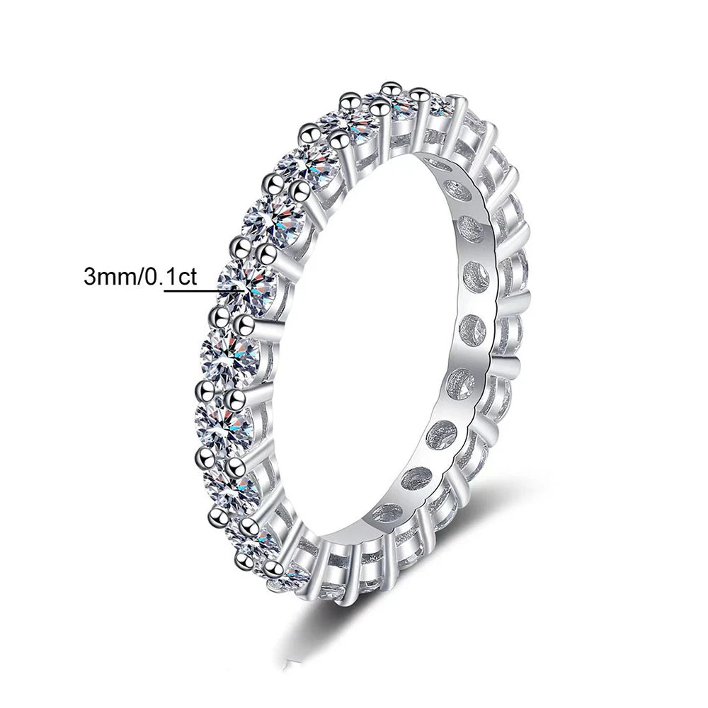 GRA Certified D Color VVS1 Moissanite Wedding Band | 925 Sterling Silver | Round Cut Bridal Ring