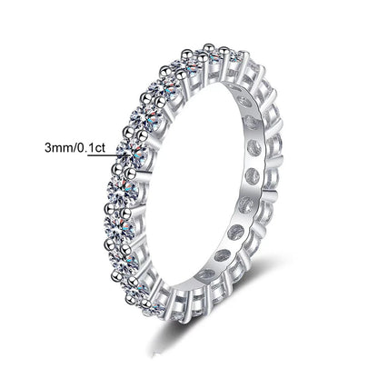 GRA Certified D Color VVS1 Moissanite Wedding Band | 925 Sterling Silver | Round Cut Bridal Ring