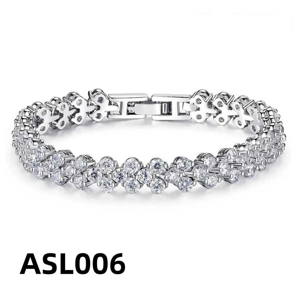 925 Sterling Silver Love Zircon Bracelet – Luxury Bridal Gift