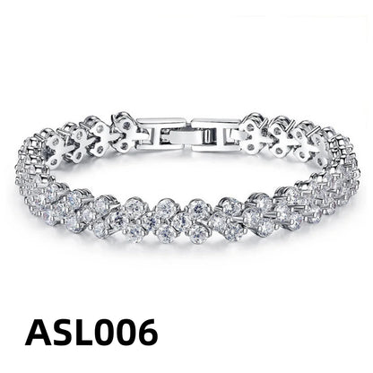 925 Sterling Silver Love Zircon Bracelet – Luxury Bridal Gift