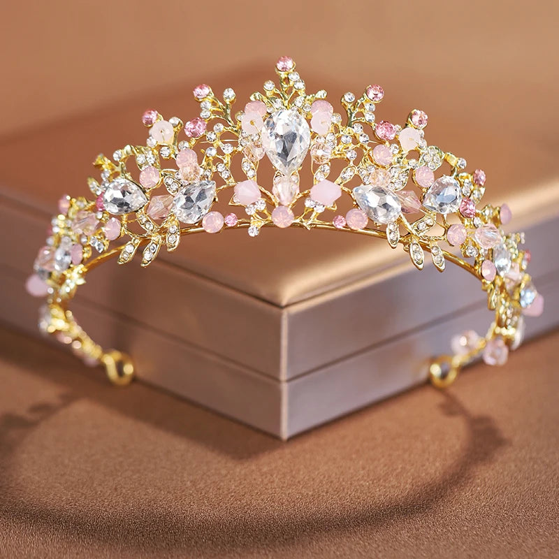 Premium Silver Botanical Wedding Crown | Regal Birthday Tiara & Bridal Hairwear Accessory