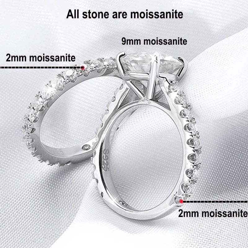 Full Moissanite Bridal Rings Set With  Certificate D Color Diamond Engagement Ring 925 Sterling Silver Wedding Band For Women