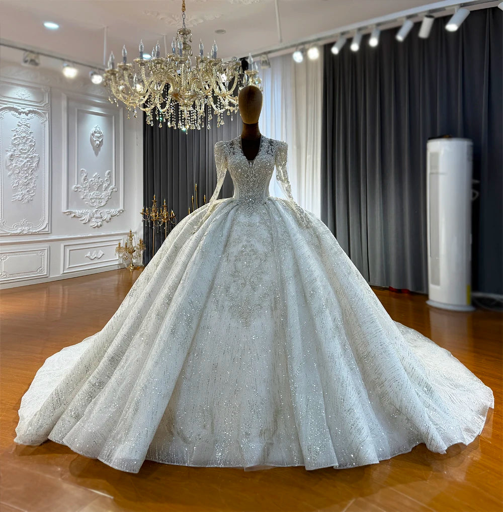 Customized NS5068 Full Beading V-neckline Wedding Dress Amanda Novias 2026