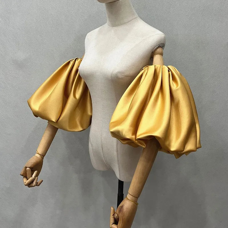 Satin Removable Puffy Short Sleeves Bridal Arm Accessories
