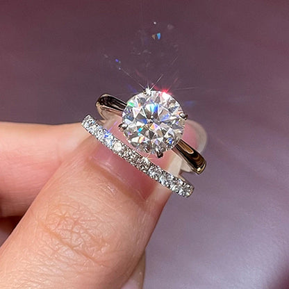 2.0ct GIC Certified Moissanite Bridal Ring Set | 925 Sterling Silver White Gold Plated | Engagement & Wedding Ring