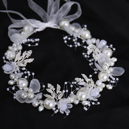 Pearl Flower Crown Headband – Boho Bridal Crystal Headpiece