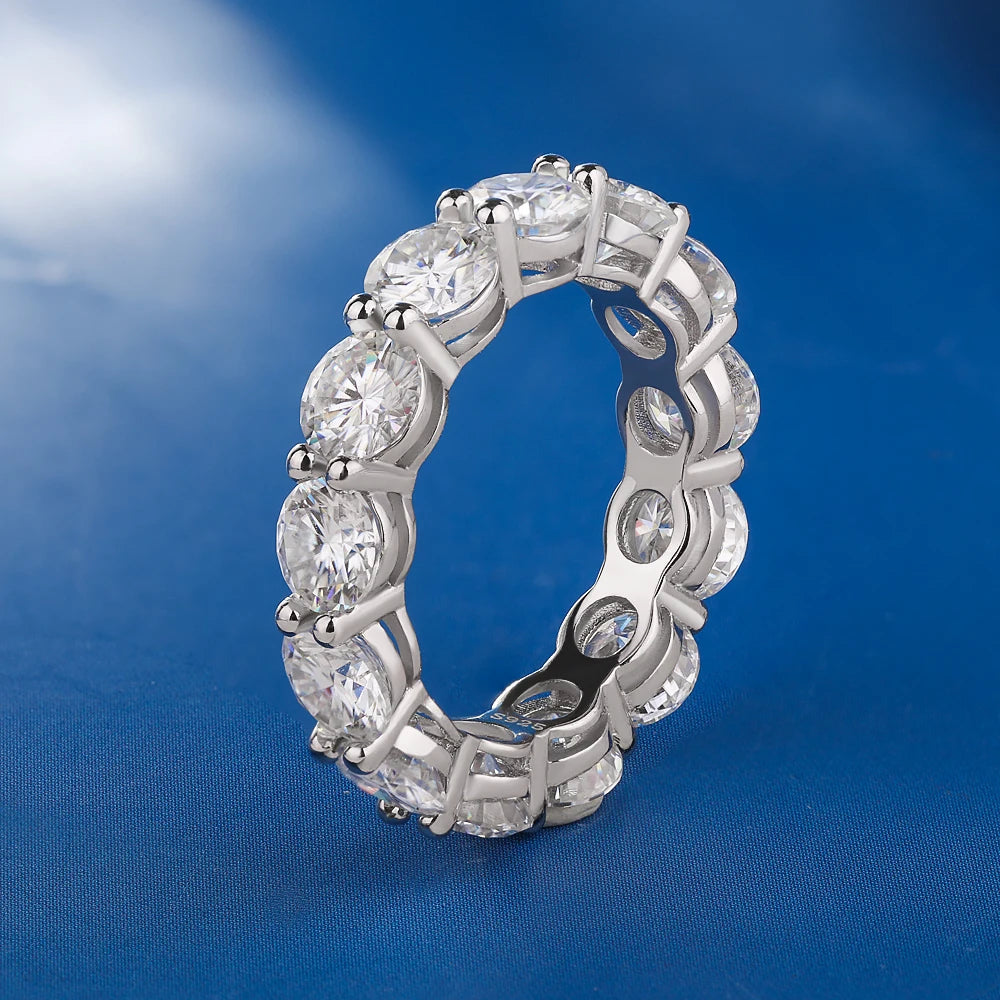 GRA Certified D Color VVS1 Moissanite Wedding Band | 925 Sterling Silver | Round Cut Bridal Ring