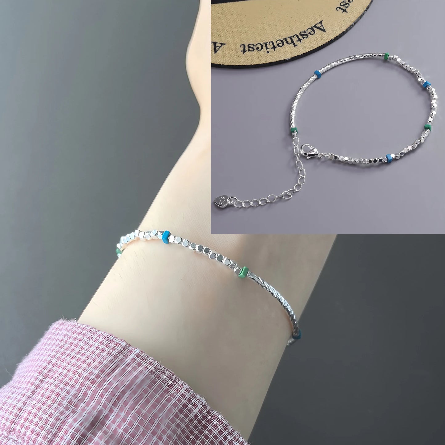 925 Sterling Silver Butterfly Bead String Bracelet