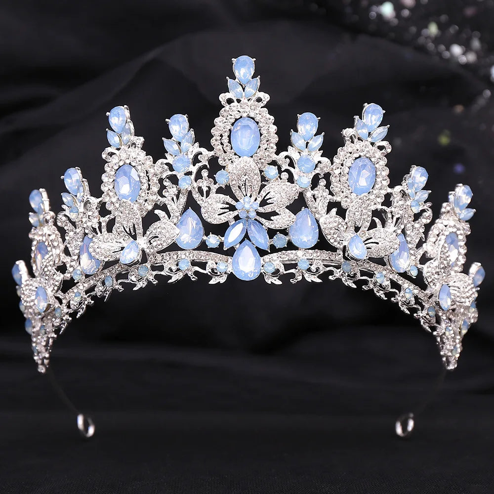 Bloom Veil Co. Royal Queen Champagne Gold Bridal Crown – Luxury Crystal Wedding Tiara