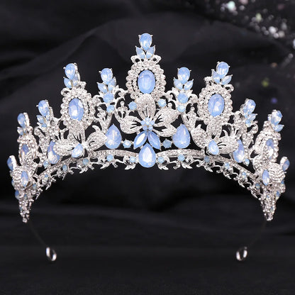 Bloom Veil Co. Royal Queen Champagne Gold Bridal Crown – Luxury Crystal Wedding Tiara