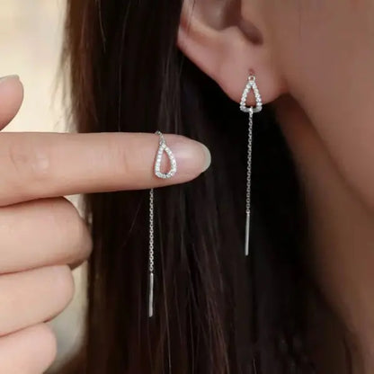 French Luxury Long Zircon Tassel Twisted Drop Earrings