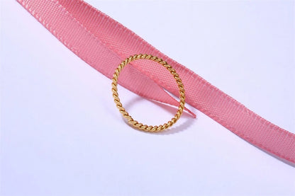 18K Gold Plated Vintage Twisted Rope Ring | Stainless Steel | Women's Wedding & Party Ring