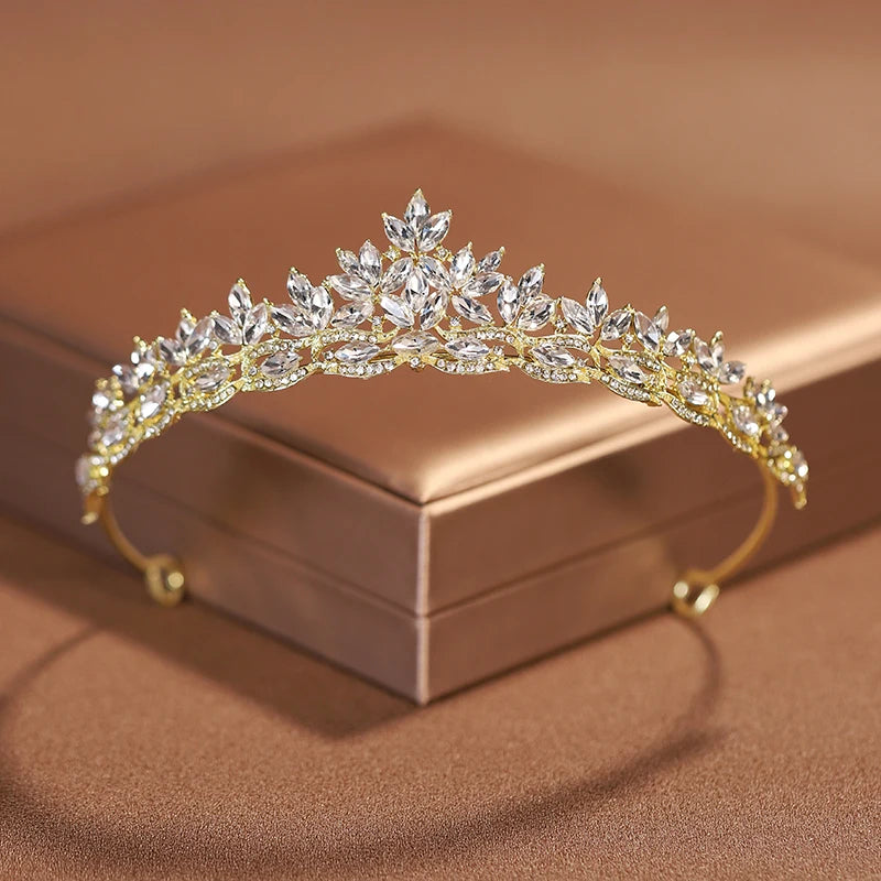 Premium Silver Botanical Wedding Crown | Regal Birthday Tiara & Bridal Hairwear Accessory