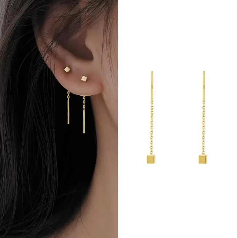 French Luxury Long Zircon Tassel Twisted Drop Earrings