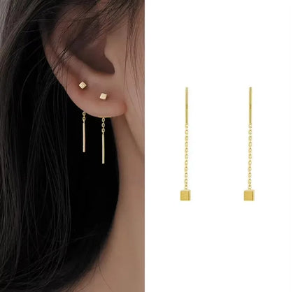 French Luxury Long Zircon Tassel Twisted Drop Earrings