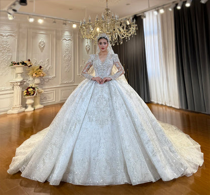 Customized NS5068 Full Beading V-neckline Wedding Dress Amanda Novias 2026