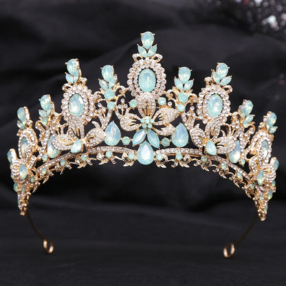 Bloom Veil Co. Royal Queen Champagne Gold Bridal Crown – Luxury Crystal Wedding Tiara