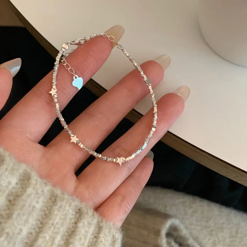 925 Sterling Silver Butterfly Bead String Bracelet