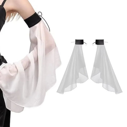 Elegant Sunscreen Long Tulle Sleeves Thin Breathable Detachable Sleeves Chiffon Sheer Bridal Gloves Wedding Party