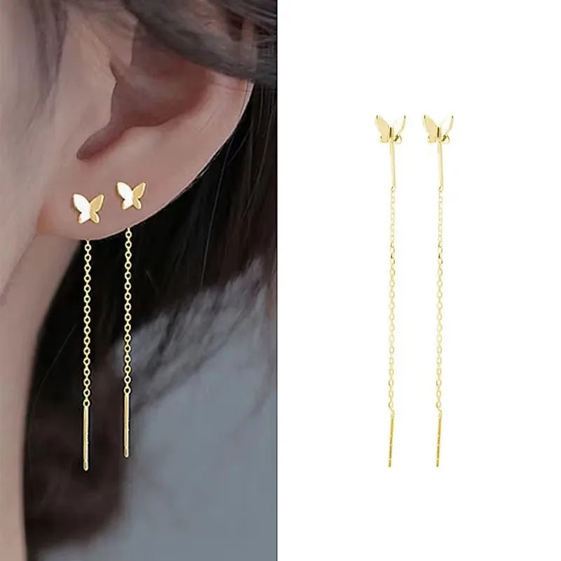 French Luxury Long Zircon Tassel Twisted Drop Earrings