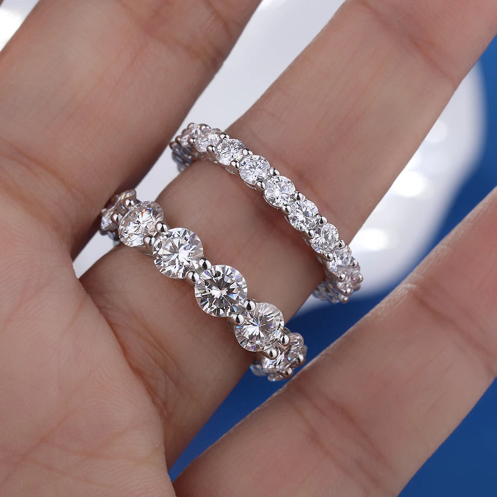 GRA Certified D Color VVS1 Moissanite Wedding Band | 925 Sterling Silver | Round Cut Bridal Ring