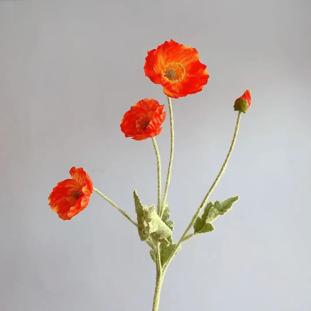 Artificial Flowers Fake Poppy Silk Flowers Long Stem Housewarming Garden Table Wedding DIY Party Wedding Bridal Bouquet Decor