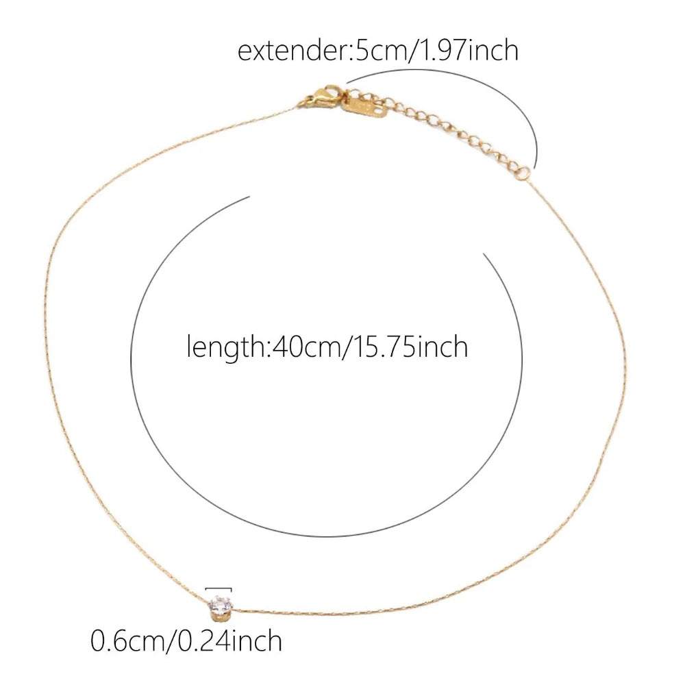 Dainty Round AAA Zircon Anti-Tarnish Pendant Necklace