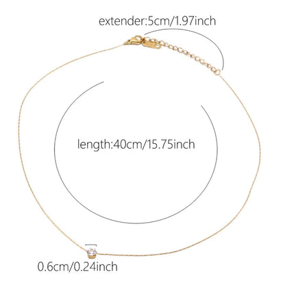 Dainty Round AAA Zircon Anti-Tarnish Pendant Necklace