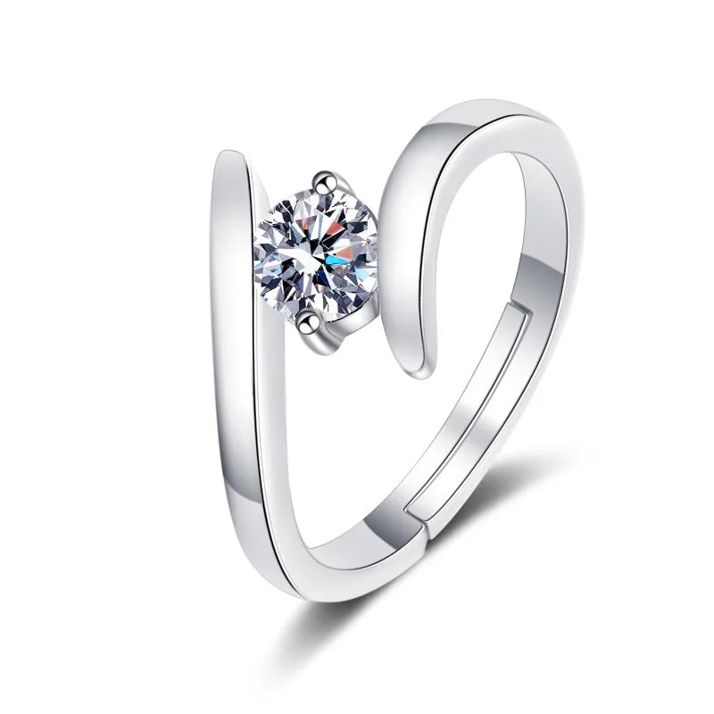 Simple 925 Sterling Silver Tension Setting Zircon Ring
