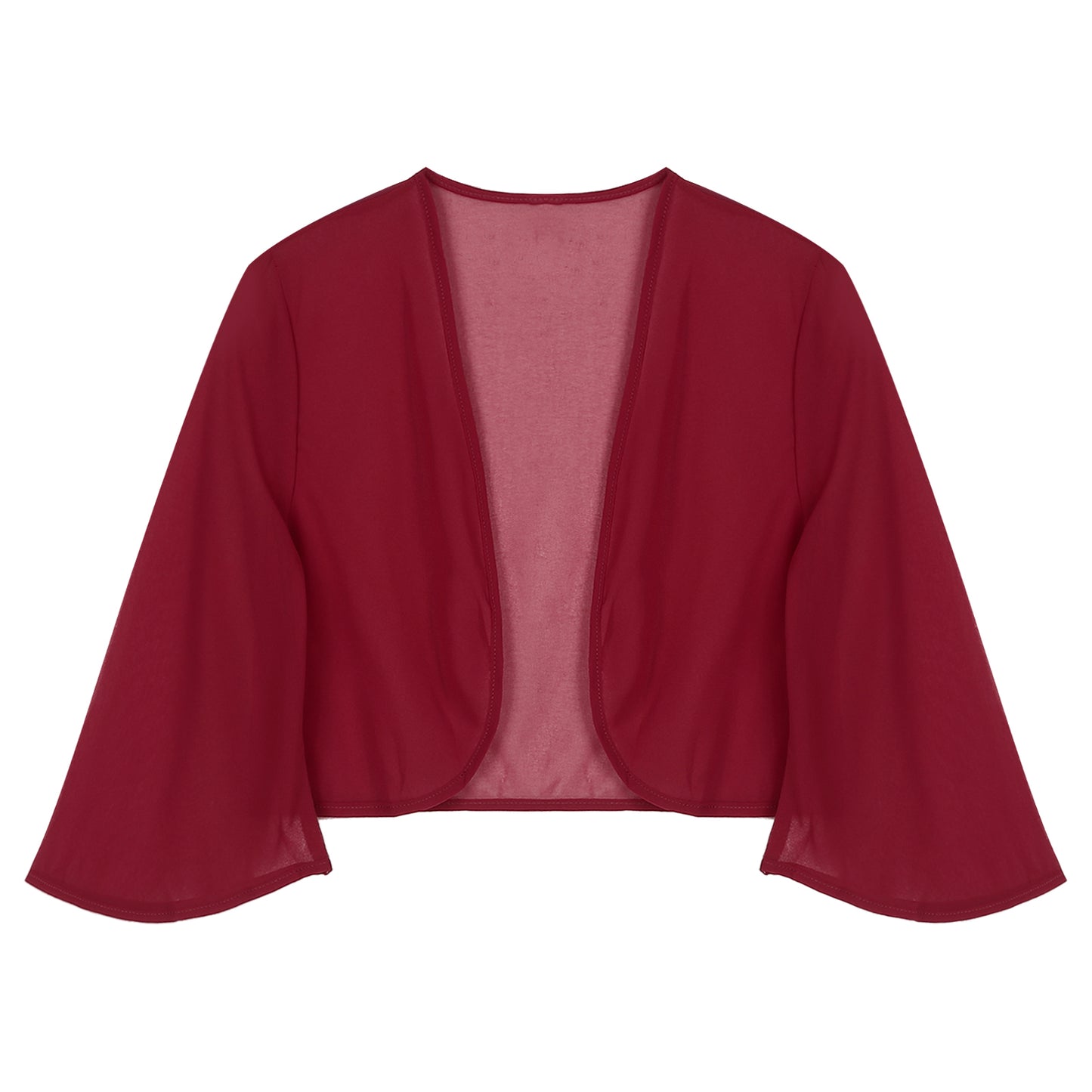 Women 3/4 Sleeve Chiffon Cardigan Bolero Shawls Outerwear Wedding Bridal Party Dress Wraps Beach Vacation Cover Ups Soft Cape
