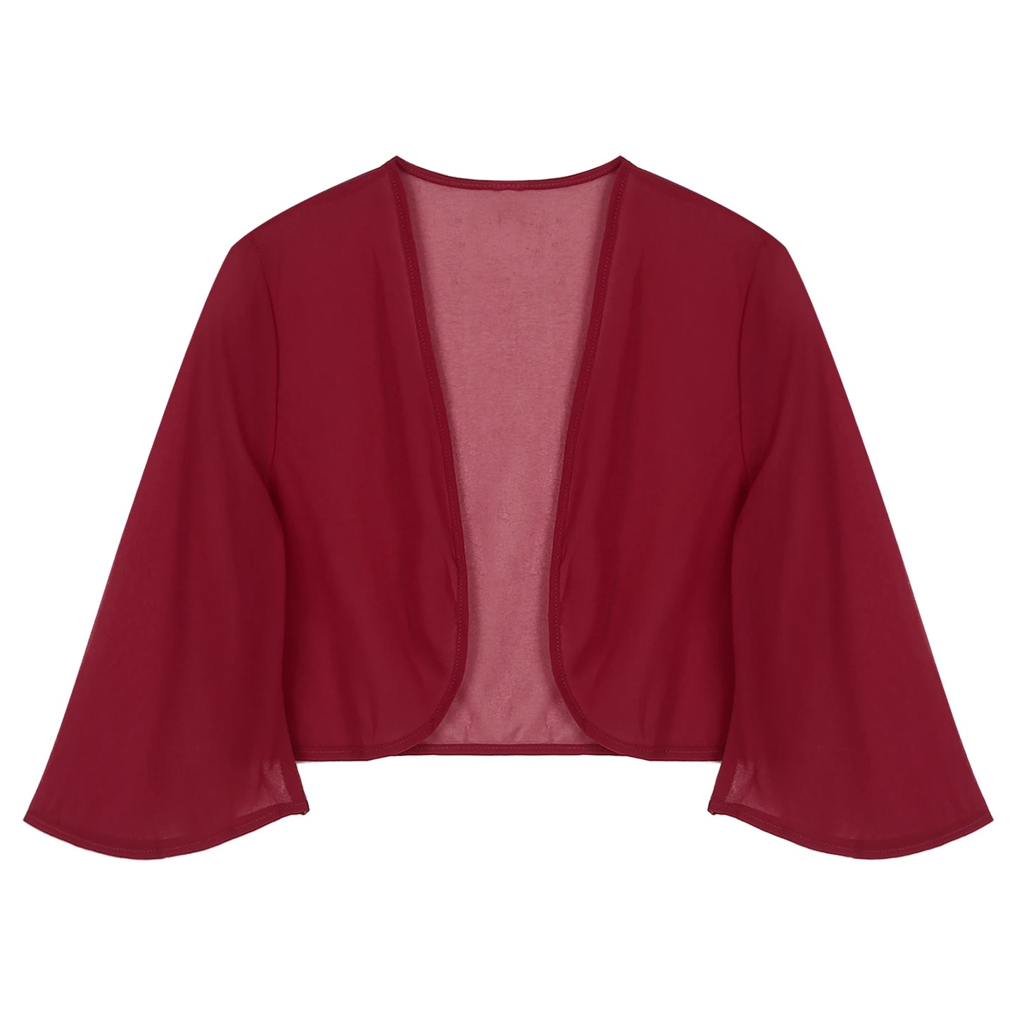 Women 3/4 Sleeve Chiffon Cardigan Bolero Shawls Outerwear Wedding Bridal Party Dress Wraps Beach Vacation Cover Ups Soft Cape