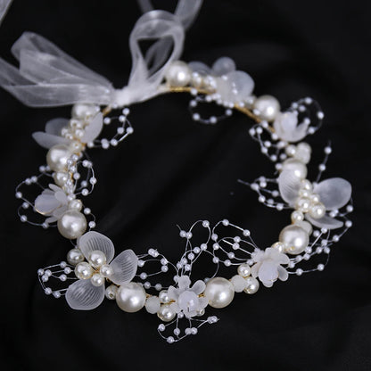 Pearl Flower Crown Headband – Boho Bridal Crystal Headpiece