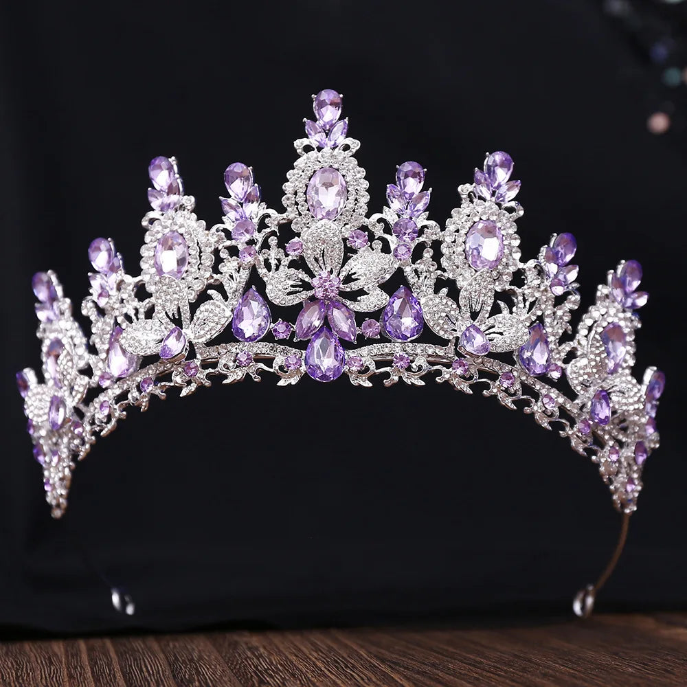 Bloom Veil Co. Royal Queen Champagne Gold Bridal Crown – Luxury Crystal Wedding Tiara