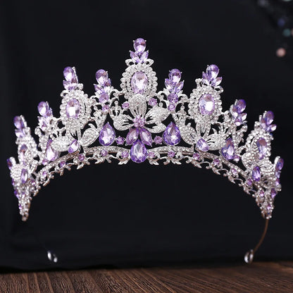 Bloom Veil Co. Royal Queen Champagne Gold Bridal Crown – Luxury Crystal Wedding Tiara
