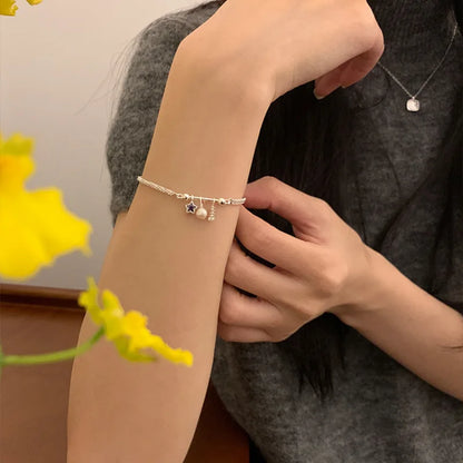 925 Sterling Silver Butterfly Bead String Bracelet