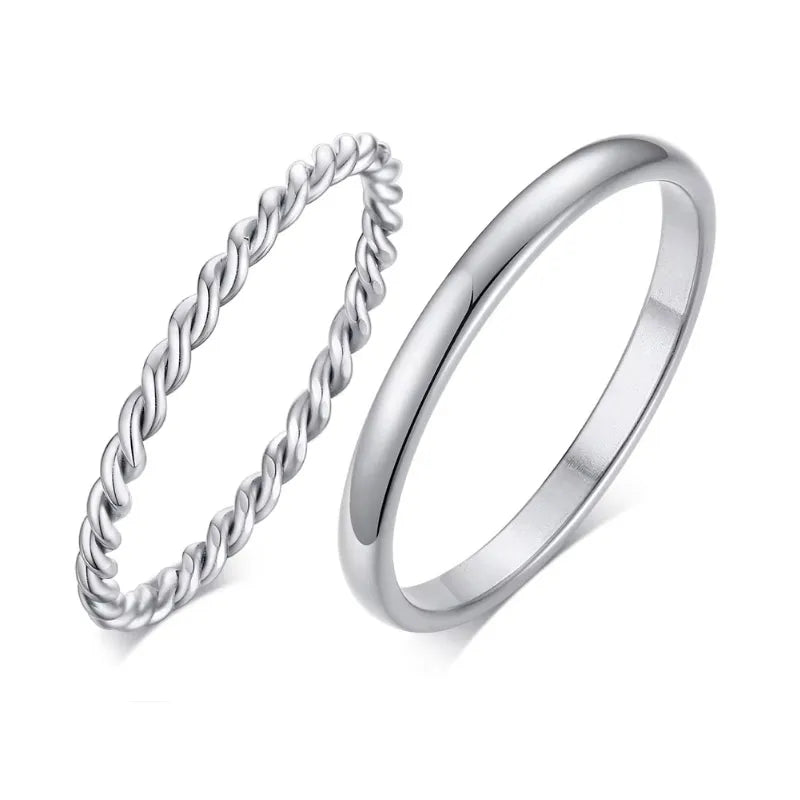 18K Gold Plated Vintage Twisted Rope Ring | Stainless Steel | Women's Wedding & Party Ring