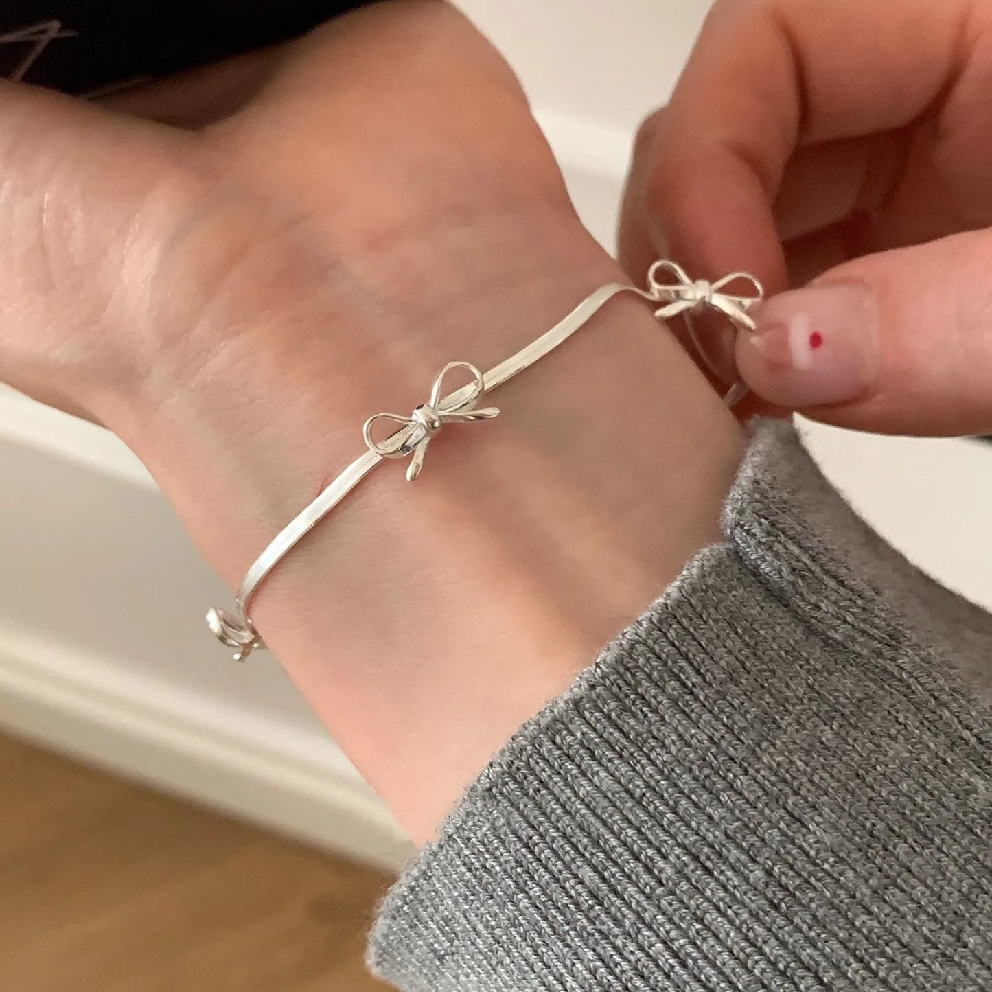 925 Sterling Silver Butterfly Bead String Bracelet